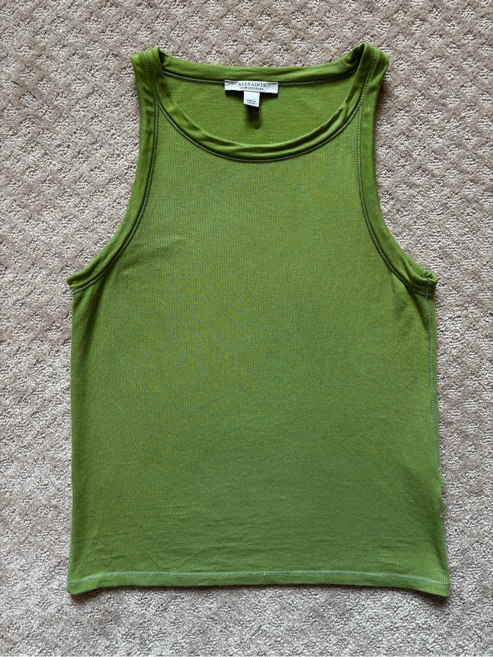 AllSaints Olive Green Rina Rib Tank - Picture 2 of 8